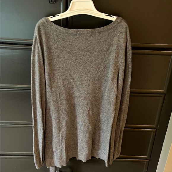 Gray and gold Long Sleeve Sweater with Side Tie - Picture 2 of 6